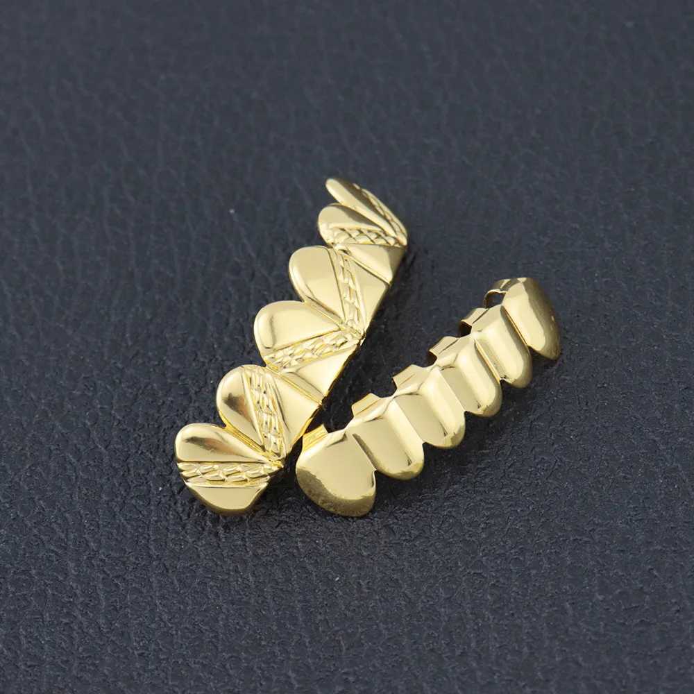1set Hip Hop Gold Color Teeth Grillz Gold Plated Dental Grills Rock Tooth Grillz Cs Crystal Teeth Cs Gift Halloween VampireXJ241225