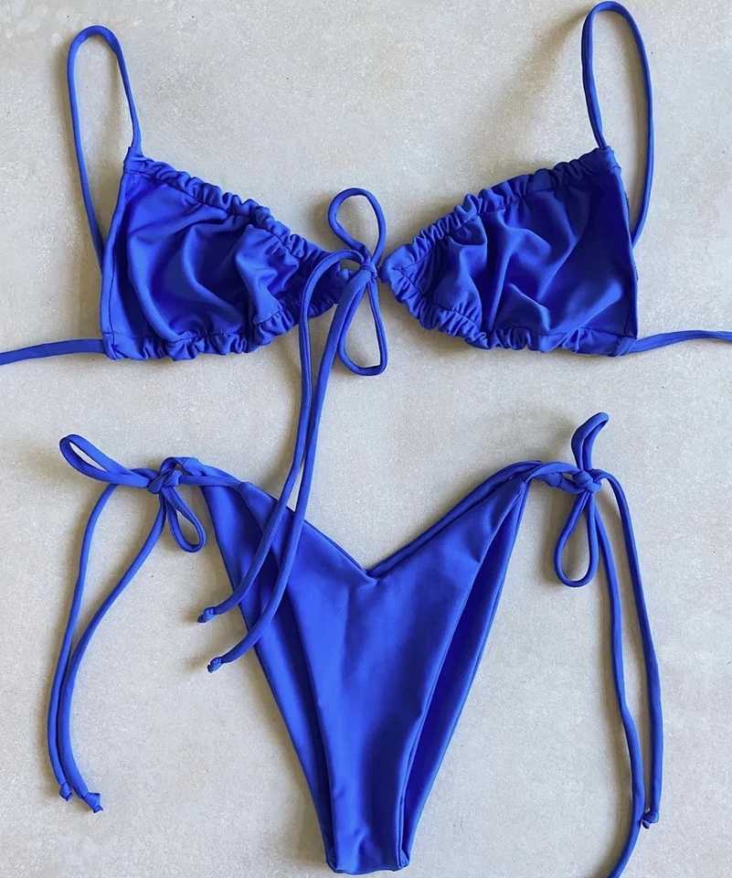 2020 Womens Swimsuit Ring Bikini Double sided Solid Color Swimsuit Sexy Bikini Pool Party Basic NewW241225