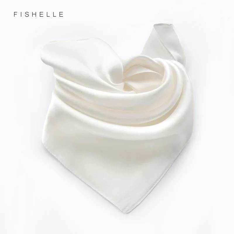 White pure silk scarf headscarf handkerchief lady scarves foulard 50x50 small hijab wrap neck scarf women spring autumn 241225