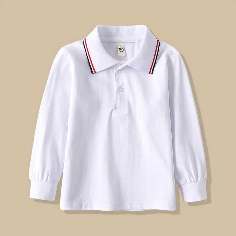 New Spring Children Long Sleeve Tshirts Cotton Primary School Uniform White Turn-down Collar Graduation Costume for Kids GirlsXJ241225