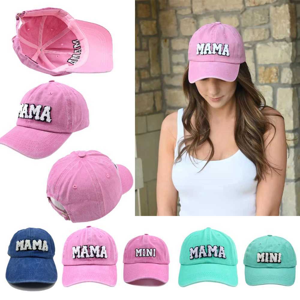 Parents Children Baseball Hats Mom Mini Letter Embroidered Baseball Hats Mom Children Outdoor Sports Leather Hats Holiday Gifts W241225