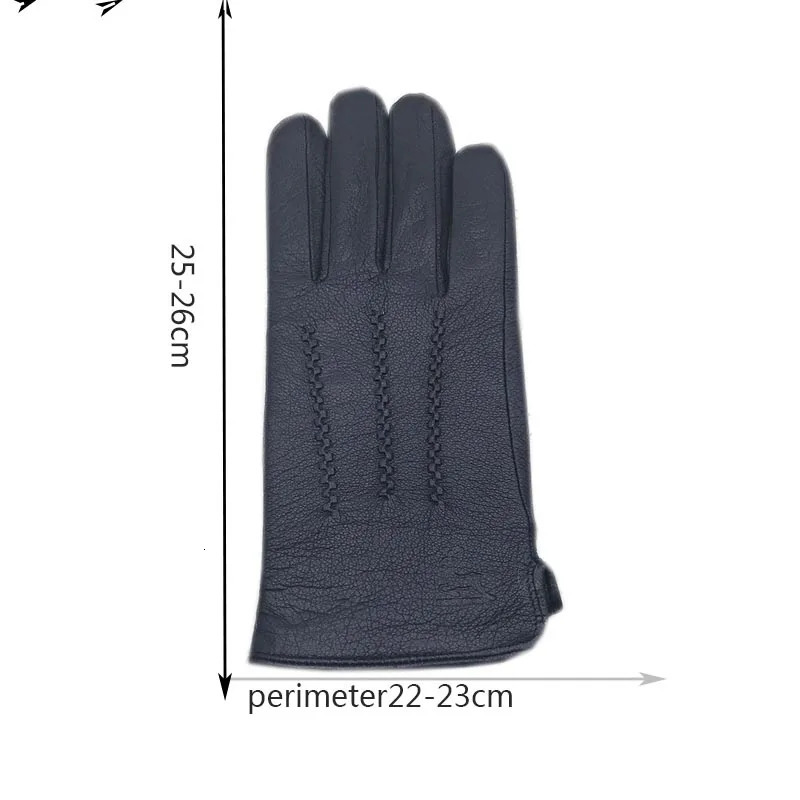 Winter Mens Deerskin Gloves Wrist Fashion Genuine Deerskin Gloves Wool Lining Machine Sewing Warm Driving Riding Col 241225