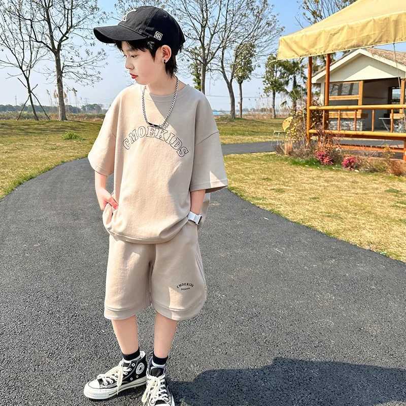 Clothing Sets Summer Teenage Boy Clothes Set Children Girls Letter Tshirt and Shorts 2pcs Suit Kid Short Sleeve Top Bottom Outfits TracksuitY241225XK2
