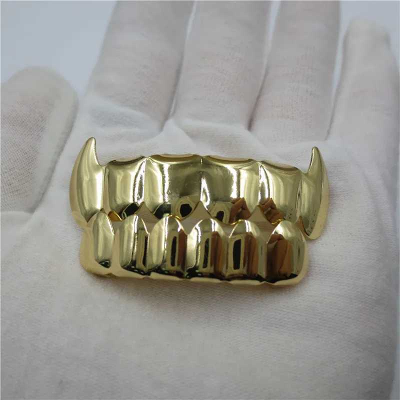 Hip Hop Teeth Grillz Set For Unisex Top Bottom Mouth Gold Silver Color Teeth Grills Tooth Cs Removable Fashion Jewelry AdultsXJ241225