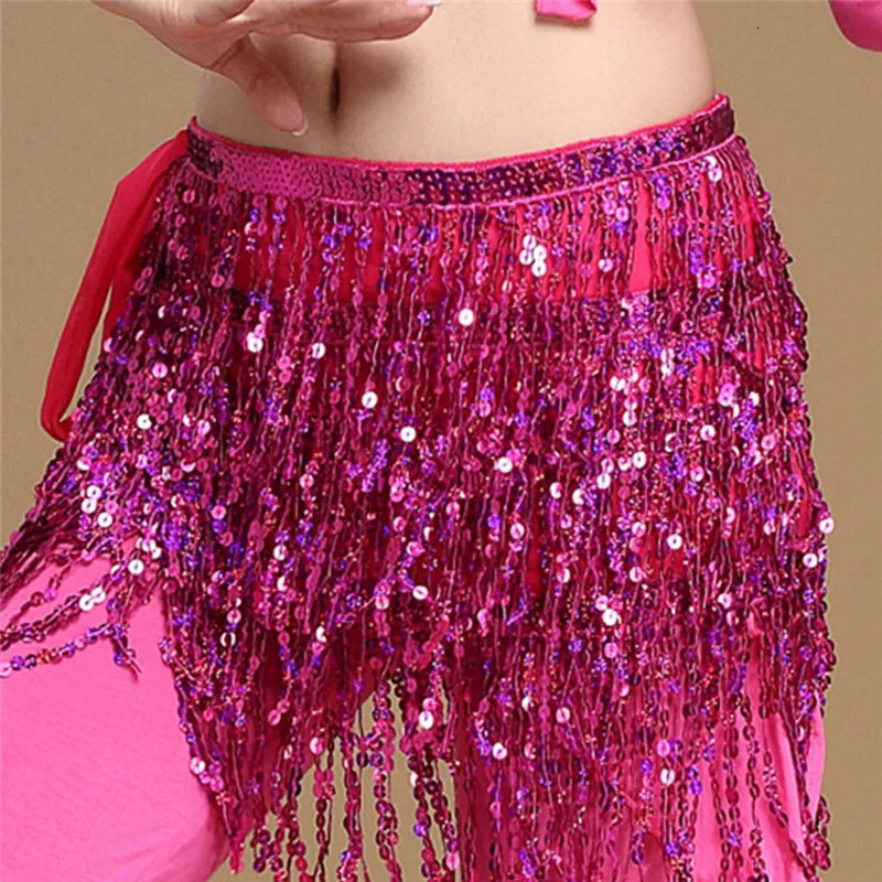 Belly Dance Waist Chain Indian Scarf Sequined Tassel Hip Oriental Accessories 241225
