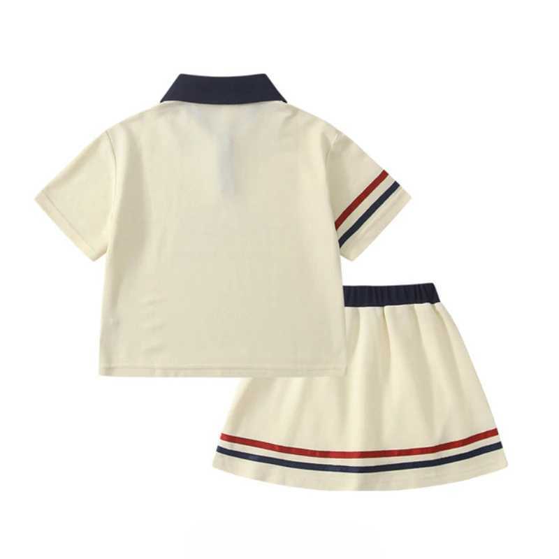 Clothing Sets Summer Children Girls Clothes Set Teenage Letter Printed Lapel T-shirts and Short Skirts 2pcs Set Kid Tennis Top Bottom UniformY241225OG