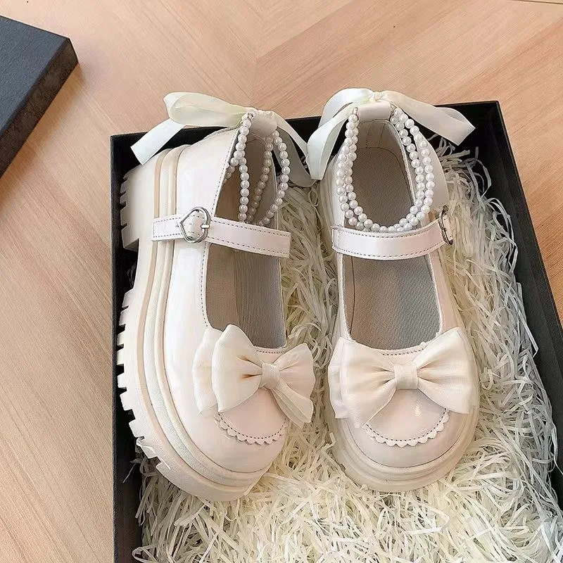Summer Platform Shoes Size34-42 Lolita Sweet Sandals Women Japanese Bow Cute Chic Mary Jane Shoes Round Toe Shoes 241225