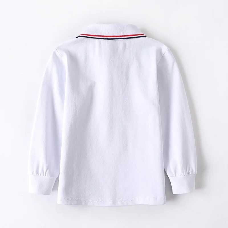 New Spring Children Long Sleeve Tshirts Cotton Primary School Uniform White Turn-down Collar Graduation Costume for Kids GirlsXJ241225