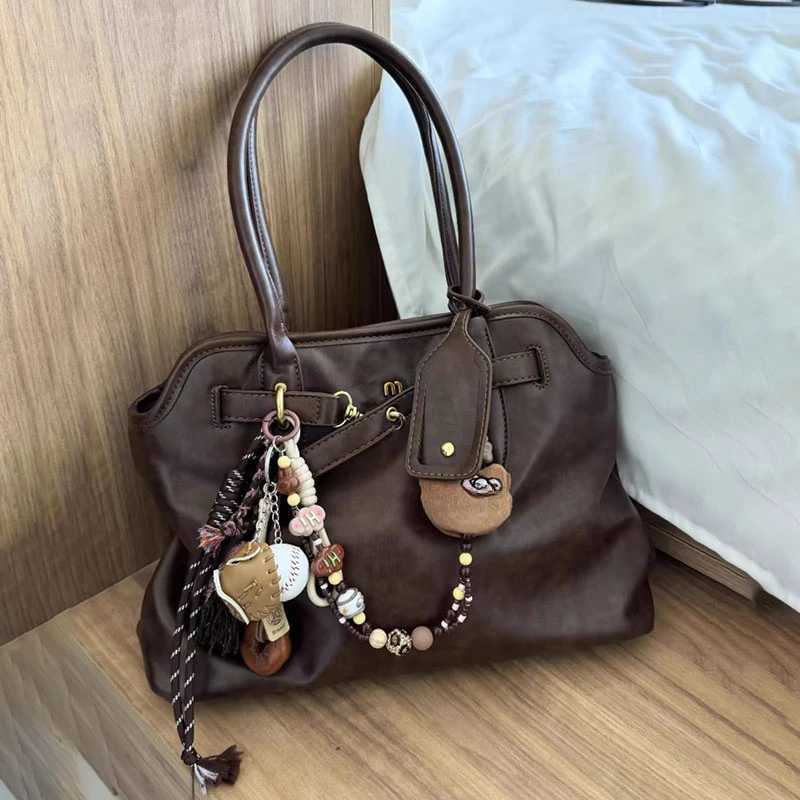 Vintage hot Large Capacity Brown Shoder Y2k Designer Casual Travel Cmuter Tote Bags Blacke Purses and Handbags for Wen Z241213