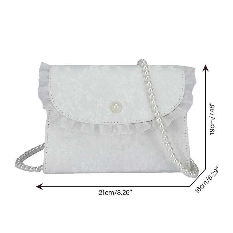 Crossbody Bags for Women Vintage Lace Pearl Chain Ladies Small Square Shoulder Bag Female Cluh Purse Handbags MessengerXJ241225