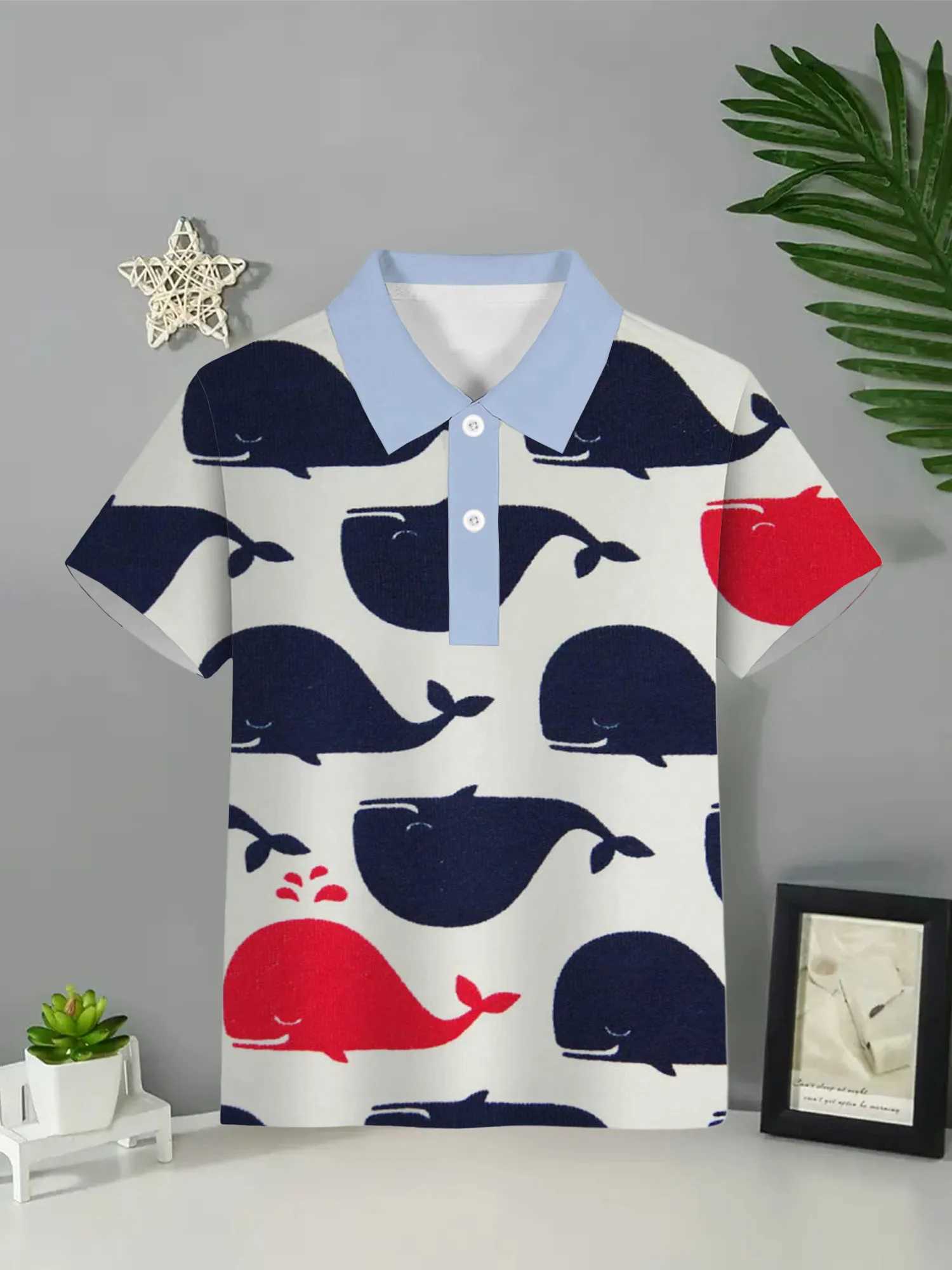 Color Printing Polo Shirts Top Clothes for Children Harajuku Fashion Children Top Short Sleeve Casual Boy Polo ShirtXJ241225