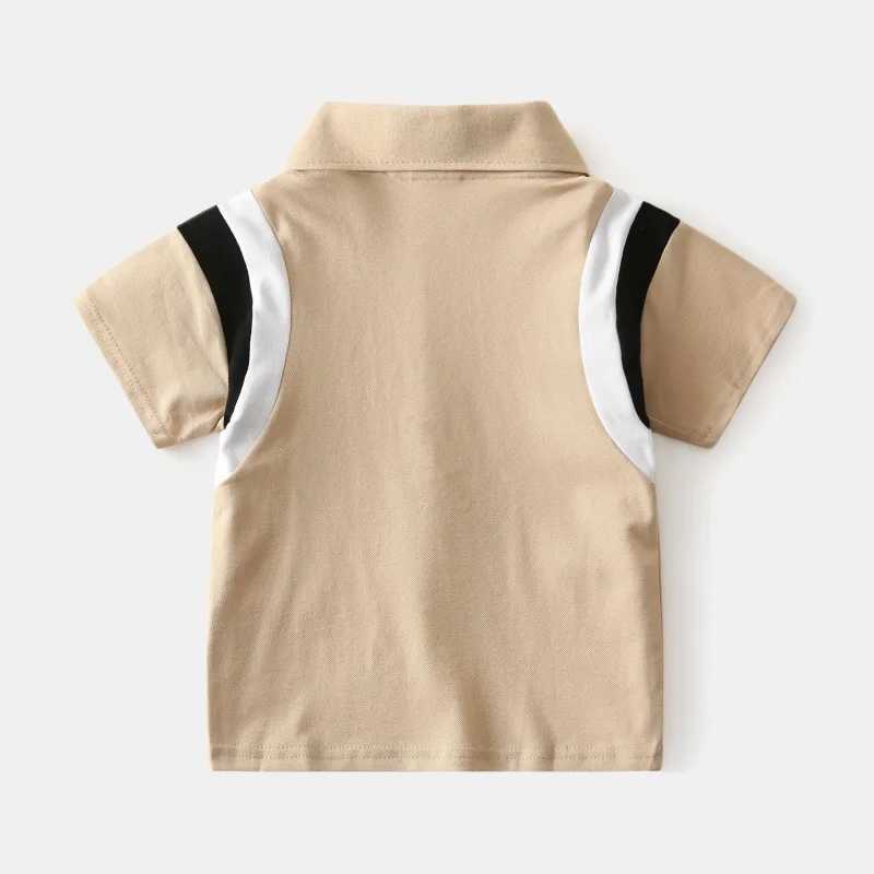 Summer Kids Fashion Breathable Cotton Polo Shirt Tops Boys Casual Short Sleeve T-Shirt with Contrast Color Ages 2-7 OptionalXJ241225