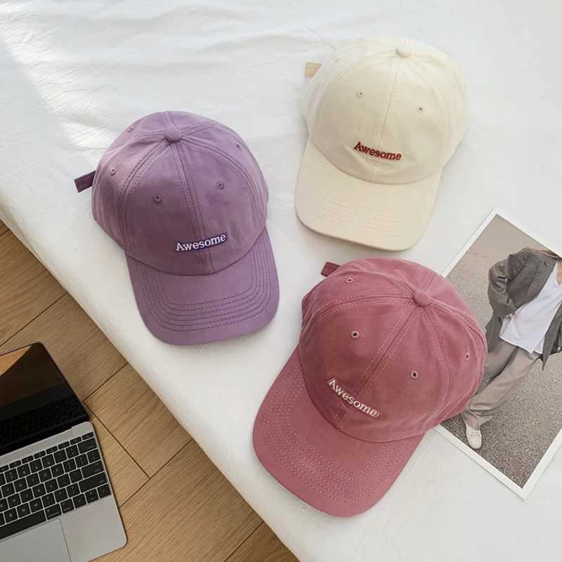 JK Korean Pink Baseball Hat Womens Letter Embroidered Button Foot Cap Outdoor Sports Hip Hop Cool Girl Truck Hat W241225