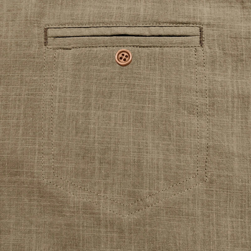 Vintage Cotton Linen Polo Shirts Men Summer Casual Short Sleeve Button Polo Collar Shirt Fashion Mens Clothes Solid Color Tops 241224
