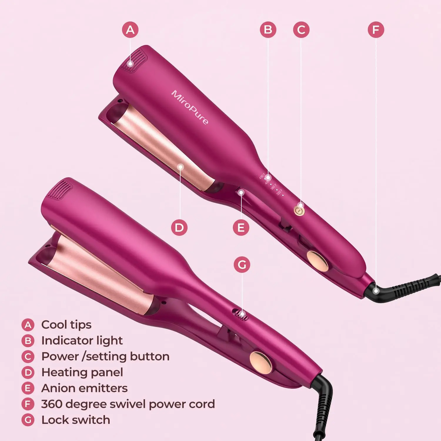 Crimper Hair Waver Barrel Curling Iron 1 Inch PTC Heater Auto Shut-Off Adjustable Easy Shap Long Lasting Heat 241225