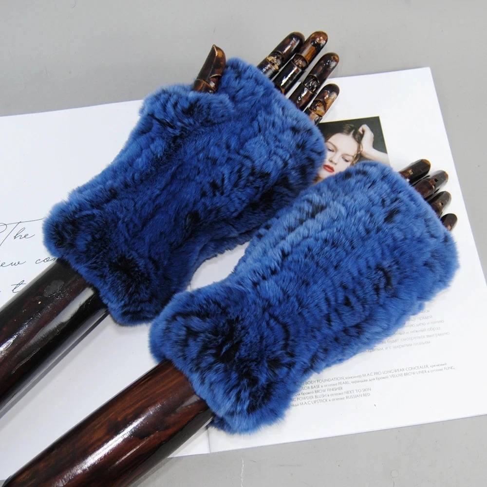 Arrival Lady Natural Real Rex Rabbit Fur Mitten Good Elastic Knitted Genuine Fur Mittens Women Winter Warm Real Fur Gloves 241225