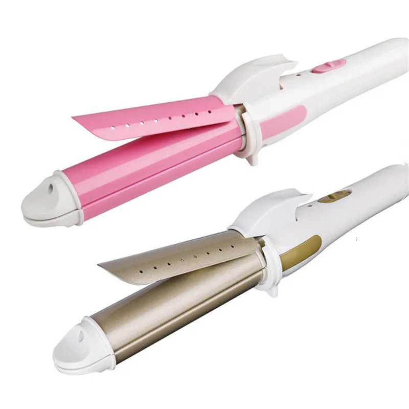Multifunction 2 In 1 Portable Gold Electric Hair Curling Iron Hair Curler Straightener With Dust Cover Hair Care Styling Tool 241225