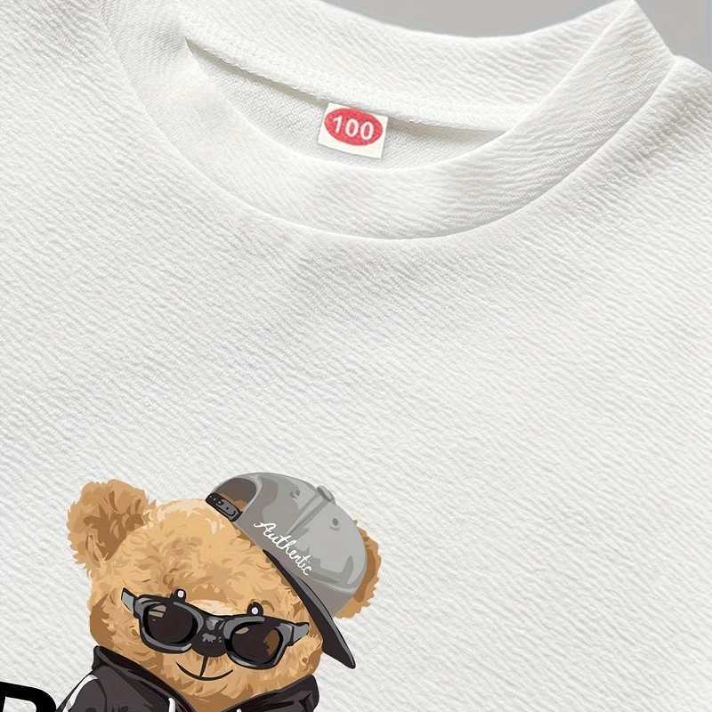 Clothing Sets Summer Baby Girls Clothes Set Fashion Cartoon Bear Printed Short Sleeve T-shirts and Shorts 2pcs Children Boy Top Bottom OutfitY241225BB