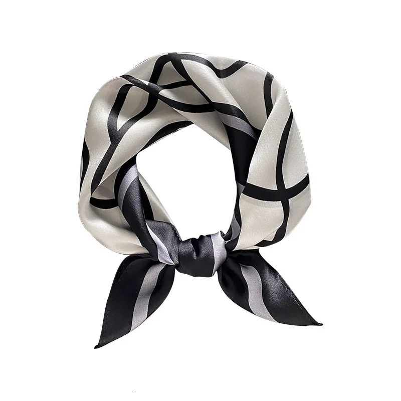 Spring Summer 53CM Silk Square Scarf For Women Joker Elegant faux Mulberry Silk Ladies Scares Letters Printing 241225
