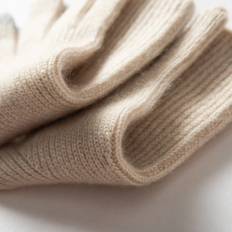 MERRILAMB Autumn Winter Gloves Women High Quality Cashmere Knit Soft Warm Touch Screen Mittens Stretch Solid Full Finger Guantes 241225