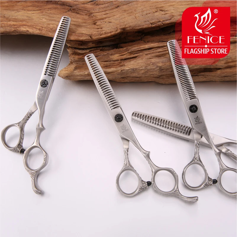 Fenice Professional Personality Handle 6 inch Hair Salon Sheers V-type Traceless Thinning Scissors Hairdressing Cutter 241225