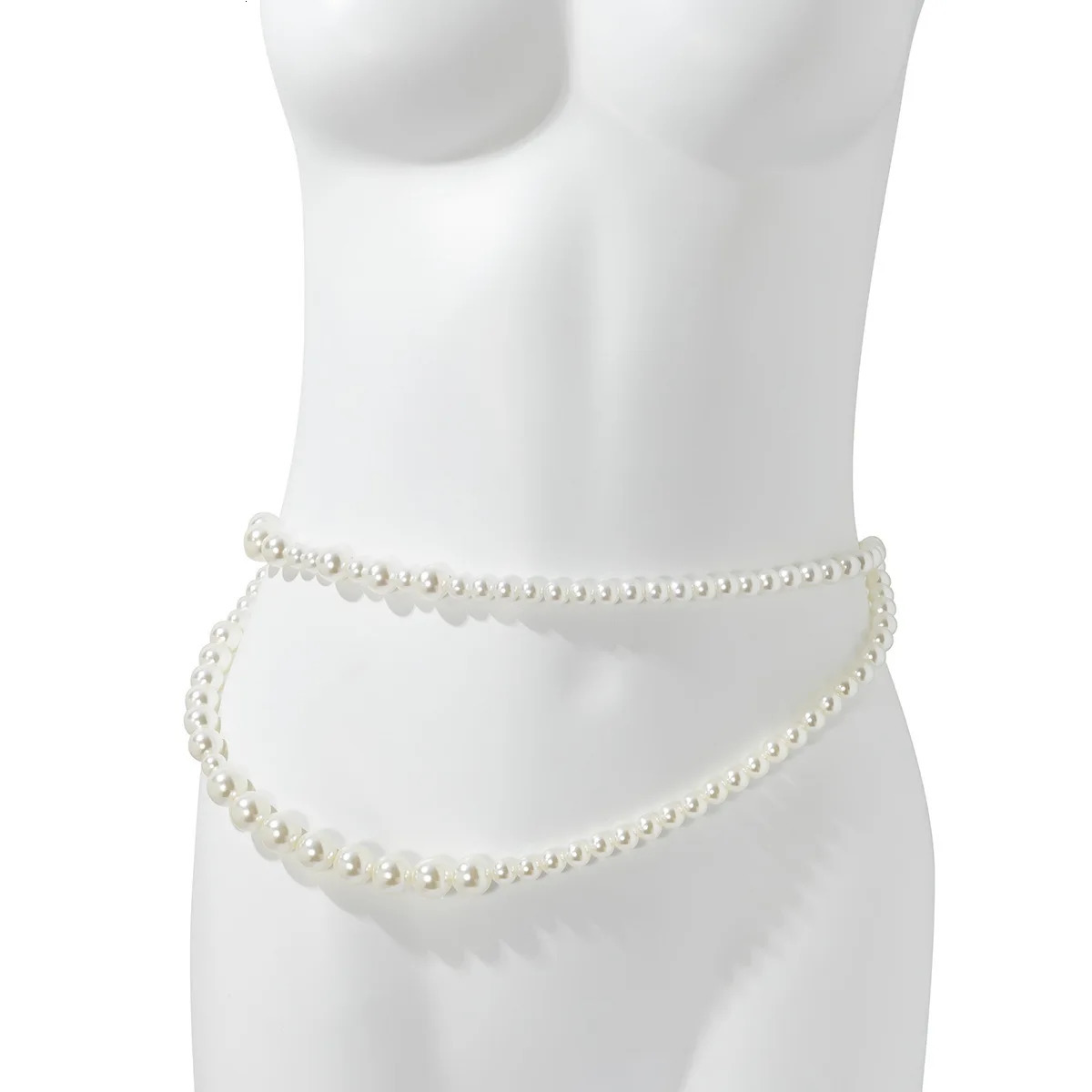 Sexy Pure Lust Style Pearl Double Layer Waist Chain Women Fashion Trend Metal Chain Body Chain 241225