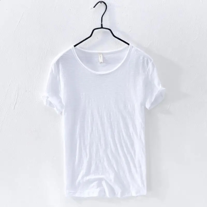 Summer Boutique Cotton 100 Mens Casual V or O neck Short Sleeve Tshirt Thin Breathable Comfortable Solid Color Male 241223