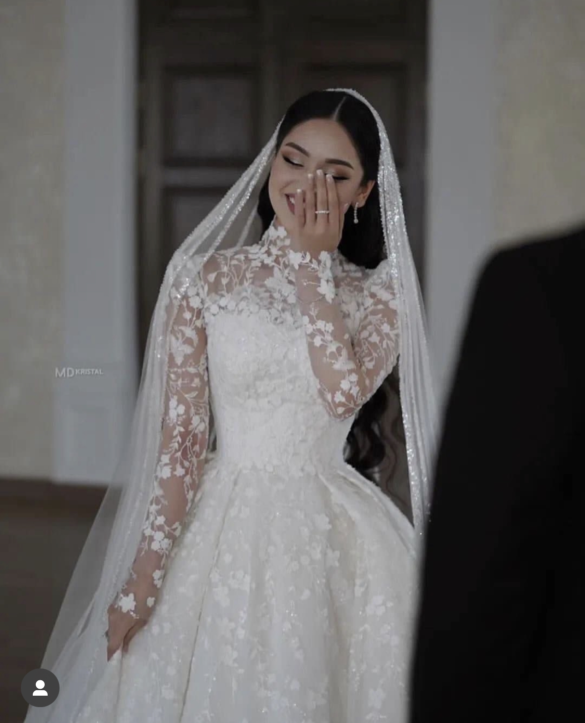 Princess Lace Wedding Dresses High Neck Long Sleeves Elegant Bridal Gowns Court Train 2025 Arabic Ivory Bride Dress