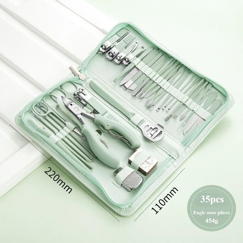 22/35Pcs Nail Clipper Set Stainless Steel Nail Clipper Set Decorated with Eyebrow Razor Nail Zipper Wrap Knife Beauty Kit 241225