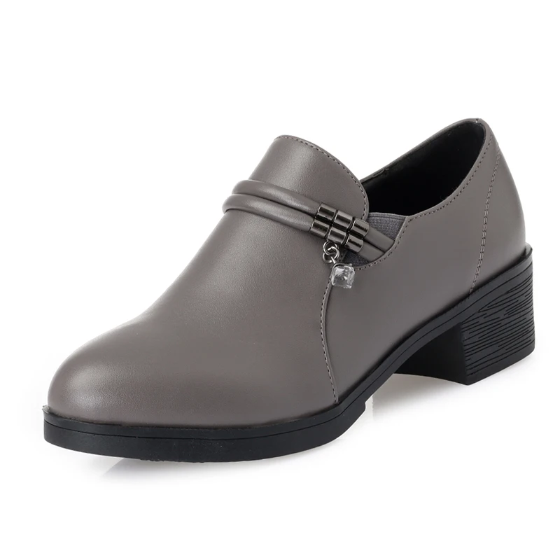 AIYUQI Women Dress Shoes Spring Genuine Leather Women Office Shoes Large Size Mid Heel Women Commuter Shoes