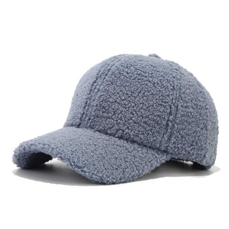 Korean womens fashion autumn and winter solid color cashmere baseball cap warm pea retro curve Brim sun hat W241225