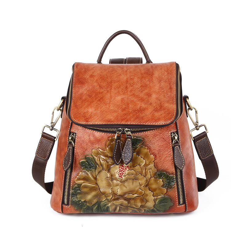 2023 new top layer single shoulder crossbody backpack three use high-capacity cowhide women's bag