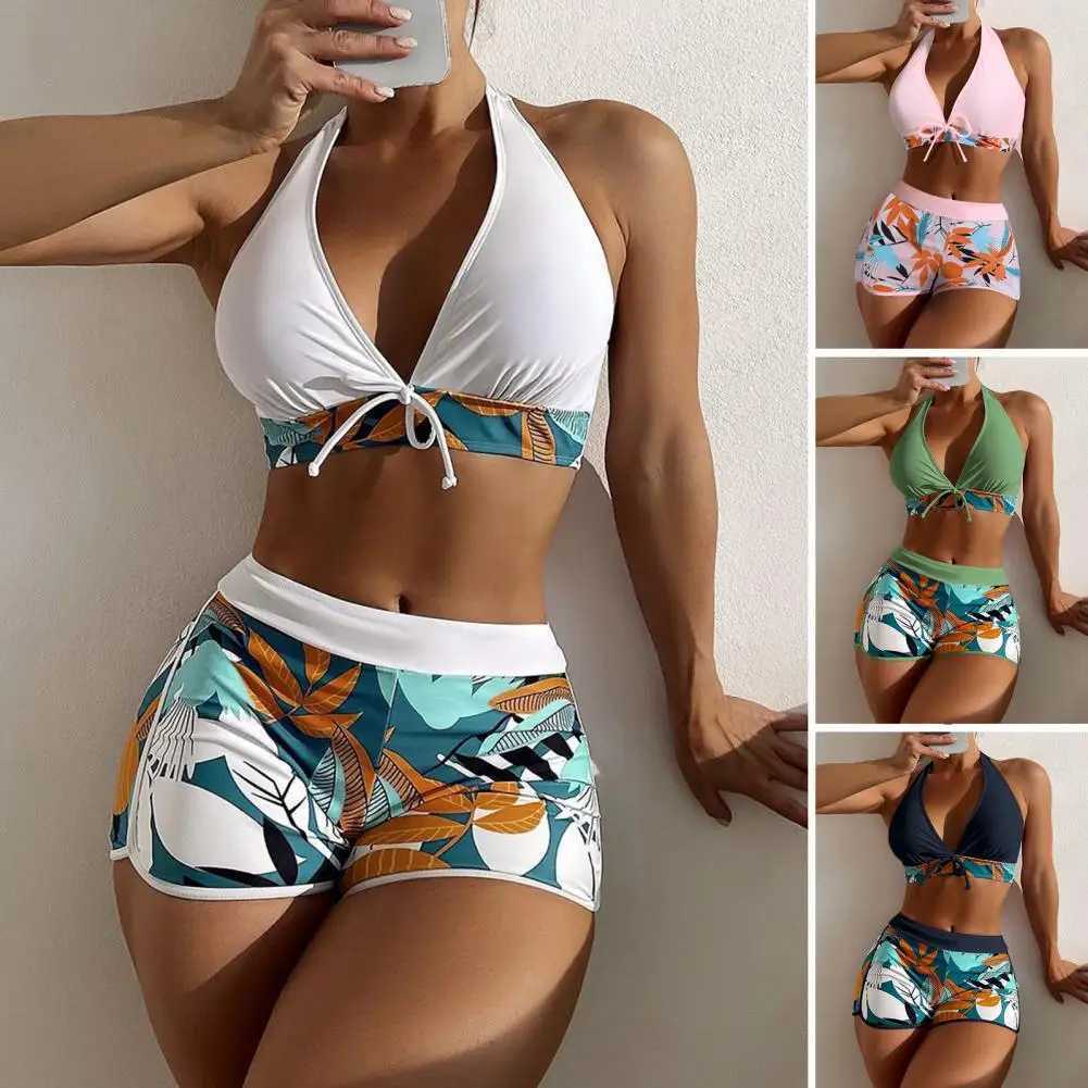 2-piece/set bikini set with bow decoration floral print bikini strapless bra high waisted beachwear womens beachwearW241225