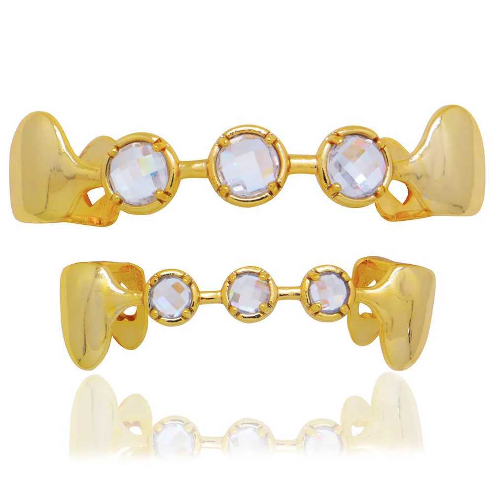 Round Zircon Inside Teeth Grills Hip Hop Tooth C Top Bottom Grillz Mouth Bo Jewelry Cosplay TG086XJ241225