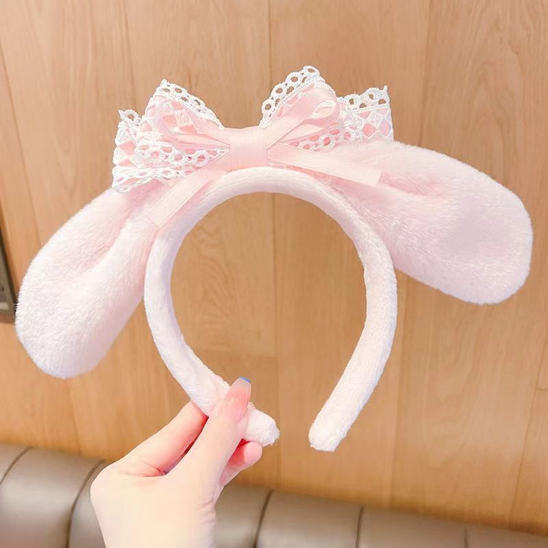 Super cute jade Guigou big ear plush headband cosplay children's butterfly bow cute face washing and hair pressing accessories