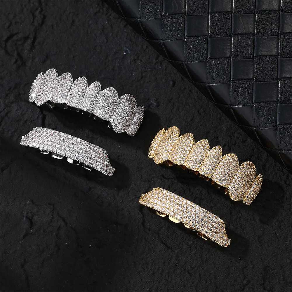 Hip Hop Full CZ Teeth Grillz Cs Cubic Zircon d Out Micro Pave Top Bottom Charm Grills For Men Women Jewelry Xmas GiftXJ241225