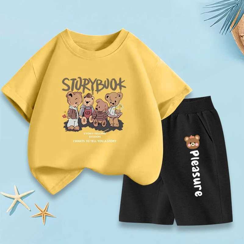 Clothing Sets Baby Girl Clothes Summer Cartoon Bear Printed T-shirts and Shorts 2 Pieces Set Children Boy Short Sleeve Top Bottom OutfitsY2412252080