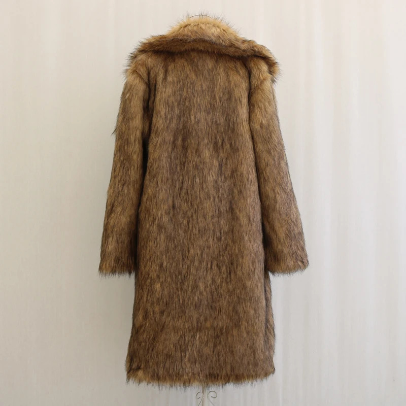 Mens fur coat casual long winter warm large size 241225
