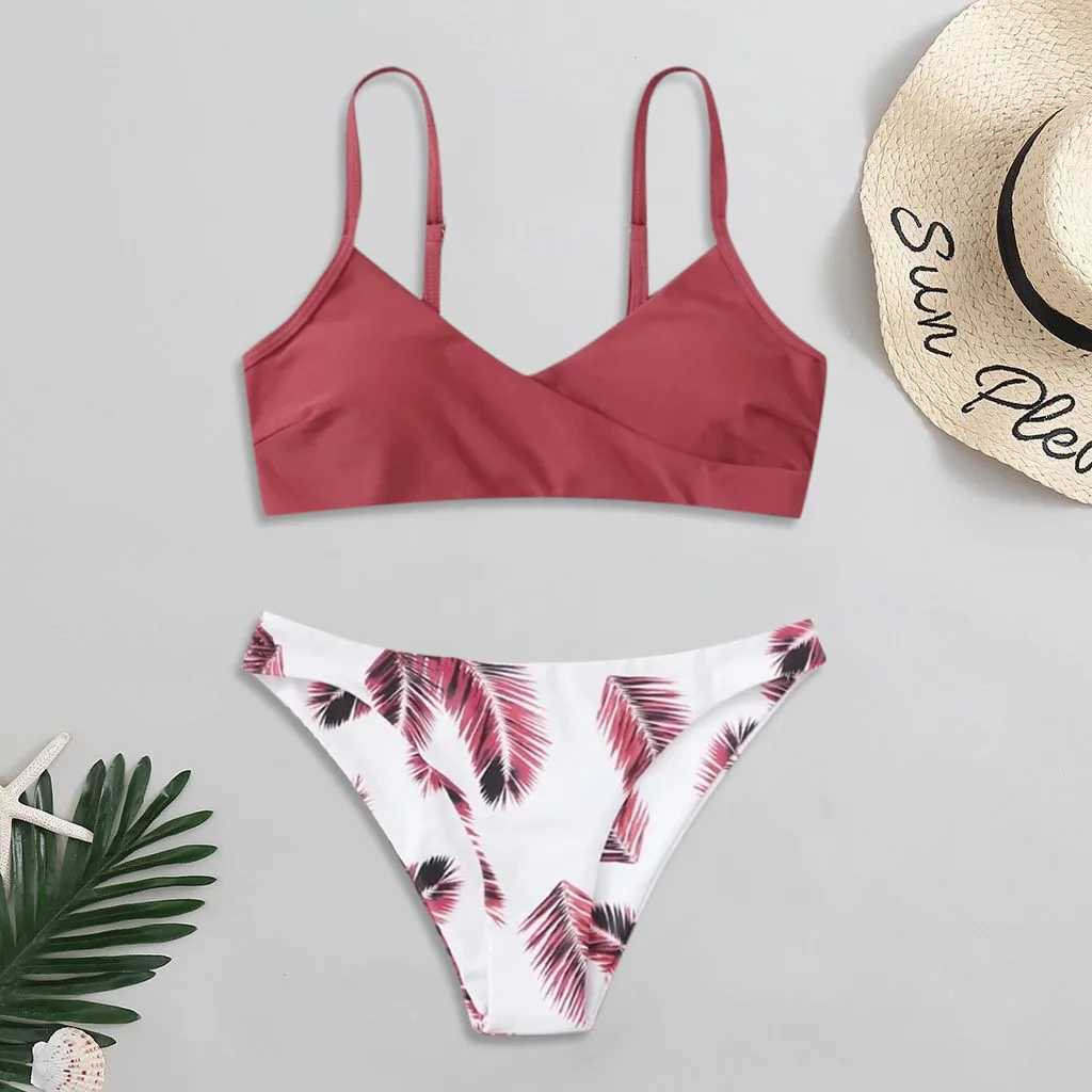 Small Breast For Women Print Splicing Push-Up Swimsuit Summer Swimwear Floral Random Womens Bathing Suit Trendy BiquiniW250214