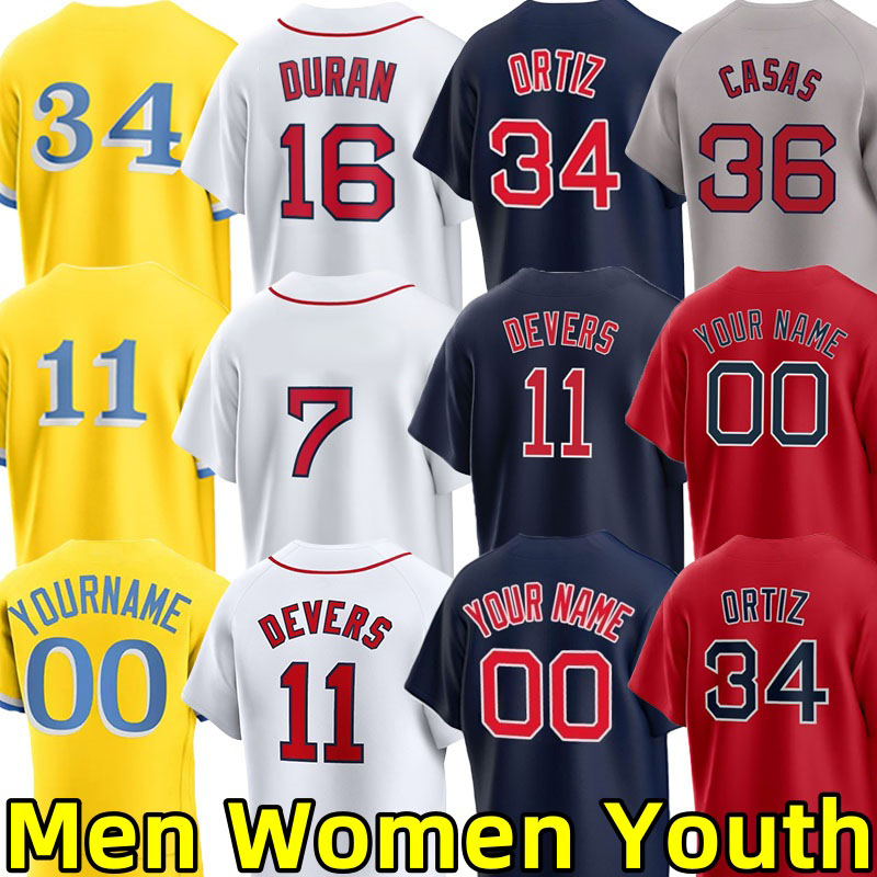 Custom Baseball Jerseys Red Sox Rafael Devers Masataka Yoshida Jarren Duran David Ortiz Trevor Story Triston Casas Wilyer Abreu Men Women Youth City Connor Wong
