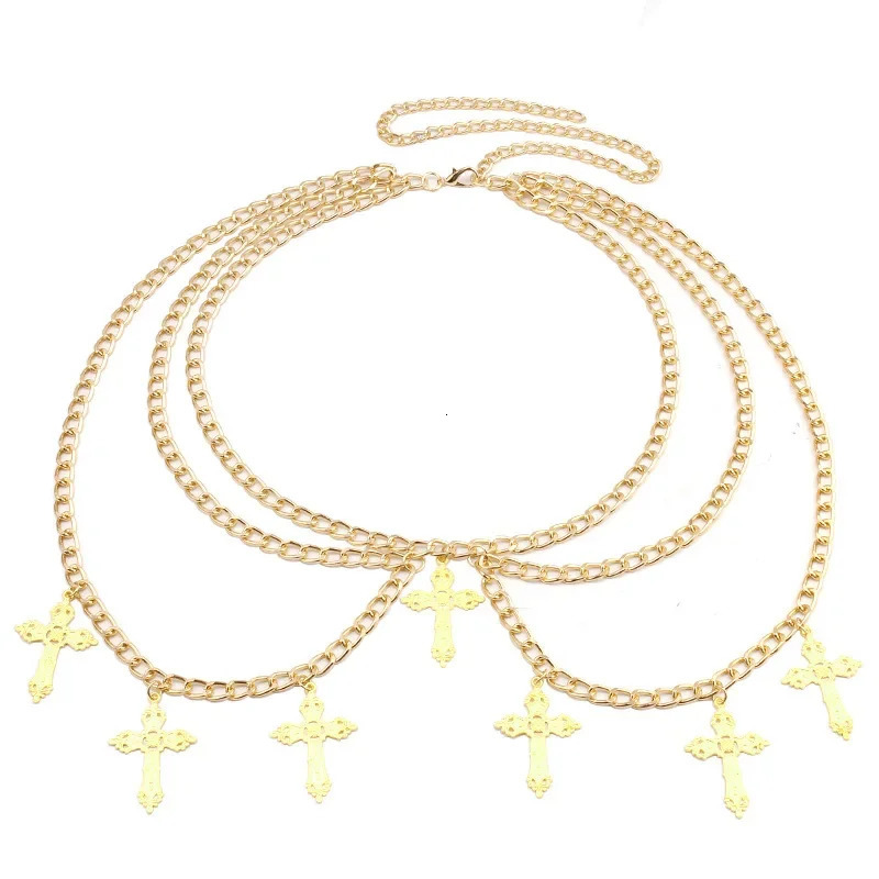 Y2K Ladies Waist Chain Sexy Multi-layer Cross Body Chain with Wave Side Swing Chain INS Sexy for Women Body Jewelry Accessories 241225