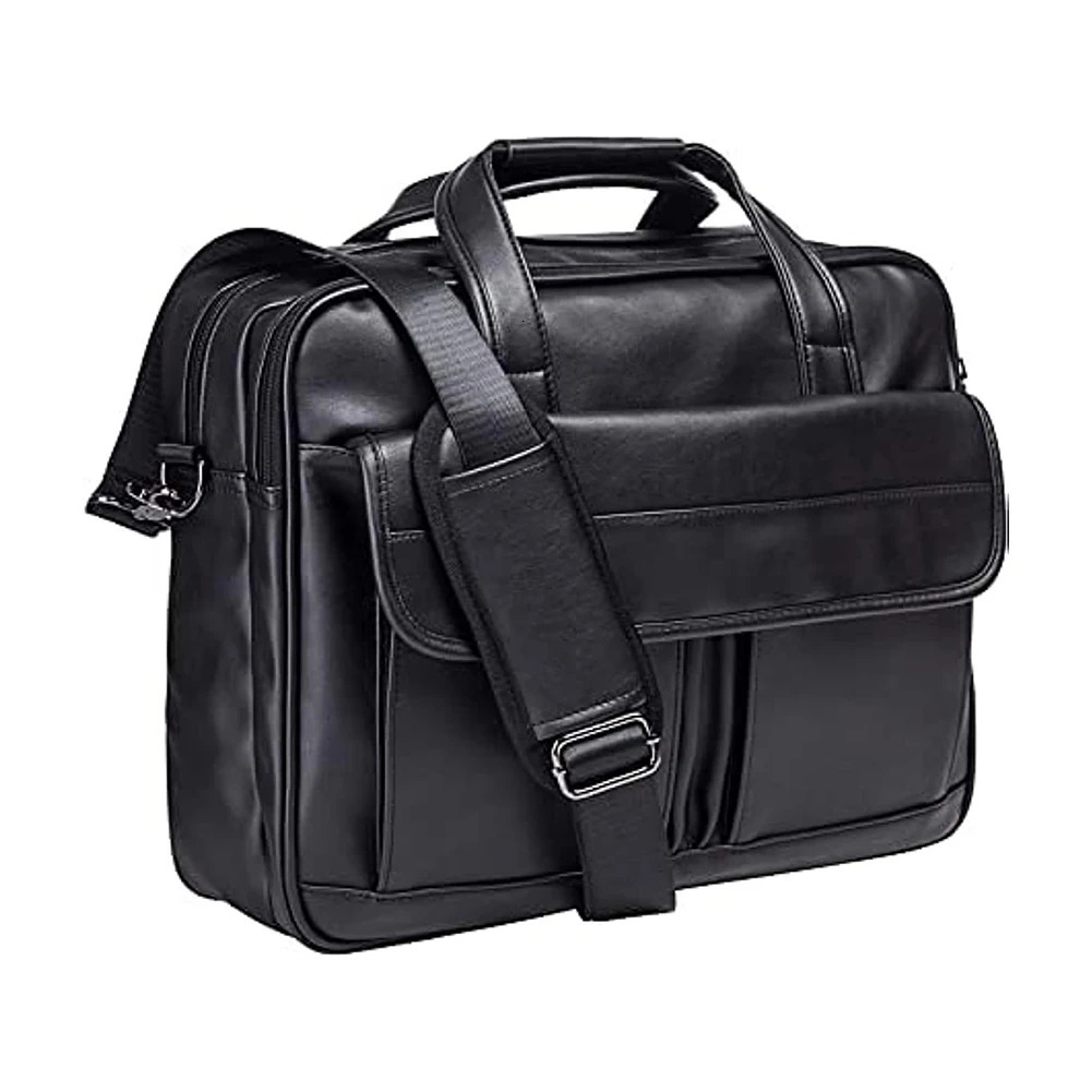 Large Capacity Briefcase MenS Business Shoulder Bag Retro Classical Leather Wide-Strap Crossbody Bag For 17.3inches Laptop Bag 241225