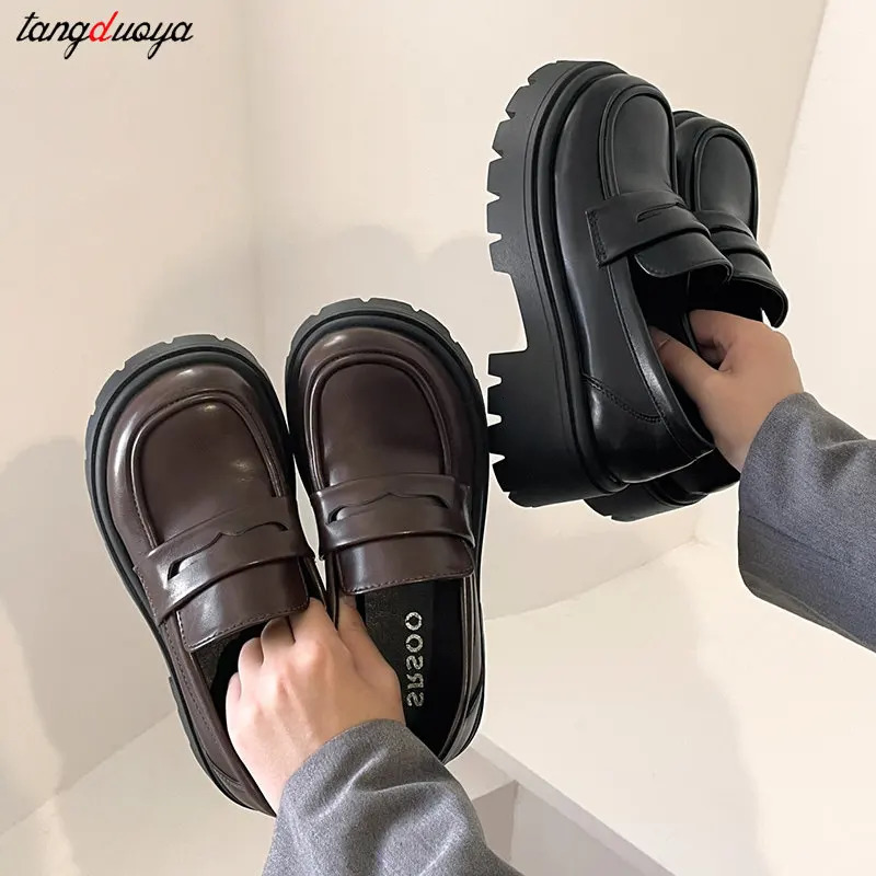 Platform loafers for Women Spring British College Style Lolita Shoes Female Thick Sole Oxford Shoes heels Vintage shoes 241225