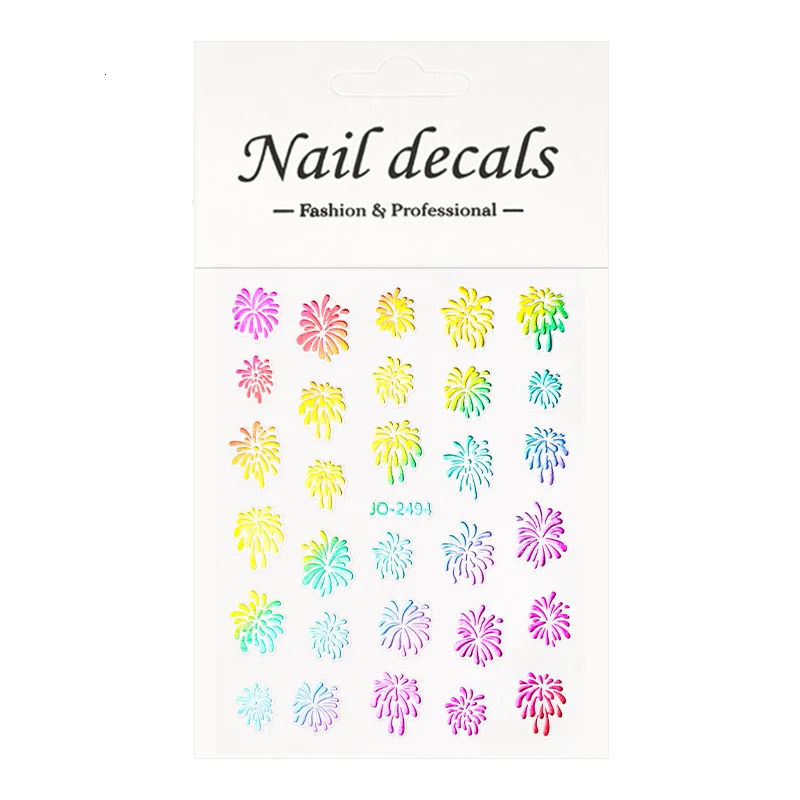 Nail art fireworks sticker explosion simple colorful romantic high-end nail decoration small pattern 241225