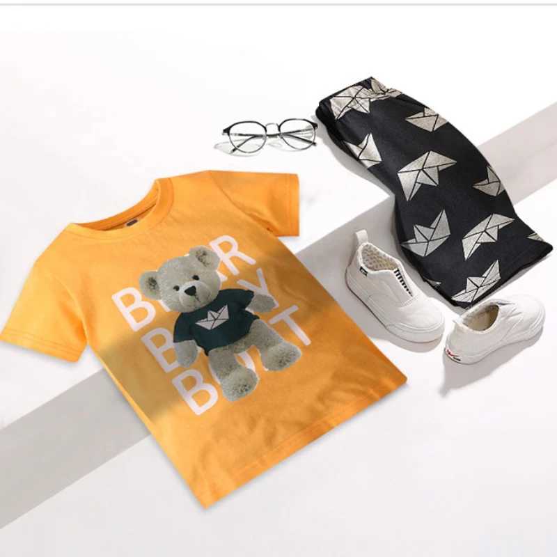 Clothing Sets Summer Baby Boy Clothes Set Children Bear Cartoon Tshirts and Shorts 2 Pieces Suit Kid Cotton Short Sleeve Top Bottom TracksuitsY241225O