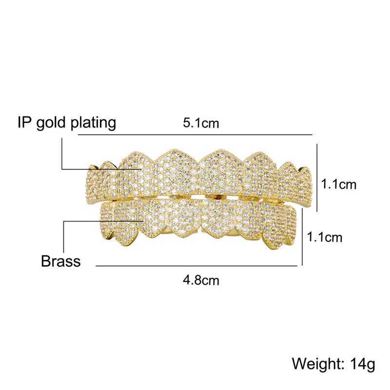 Hip Hop Teeth Grillz d Out Micro Pave Cubic Zircon Top Bottom Charm Grills Set For Men Women Jewelry Box PackingXJ241225