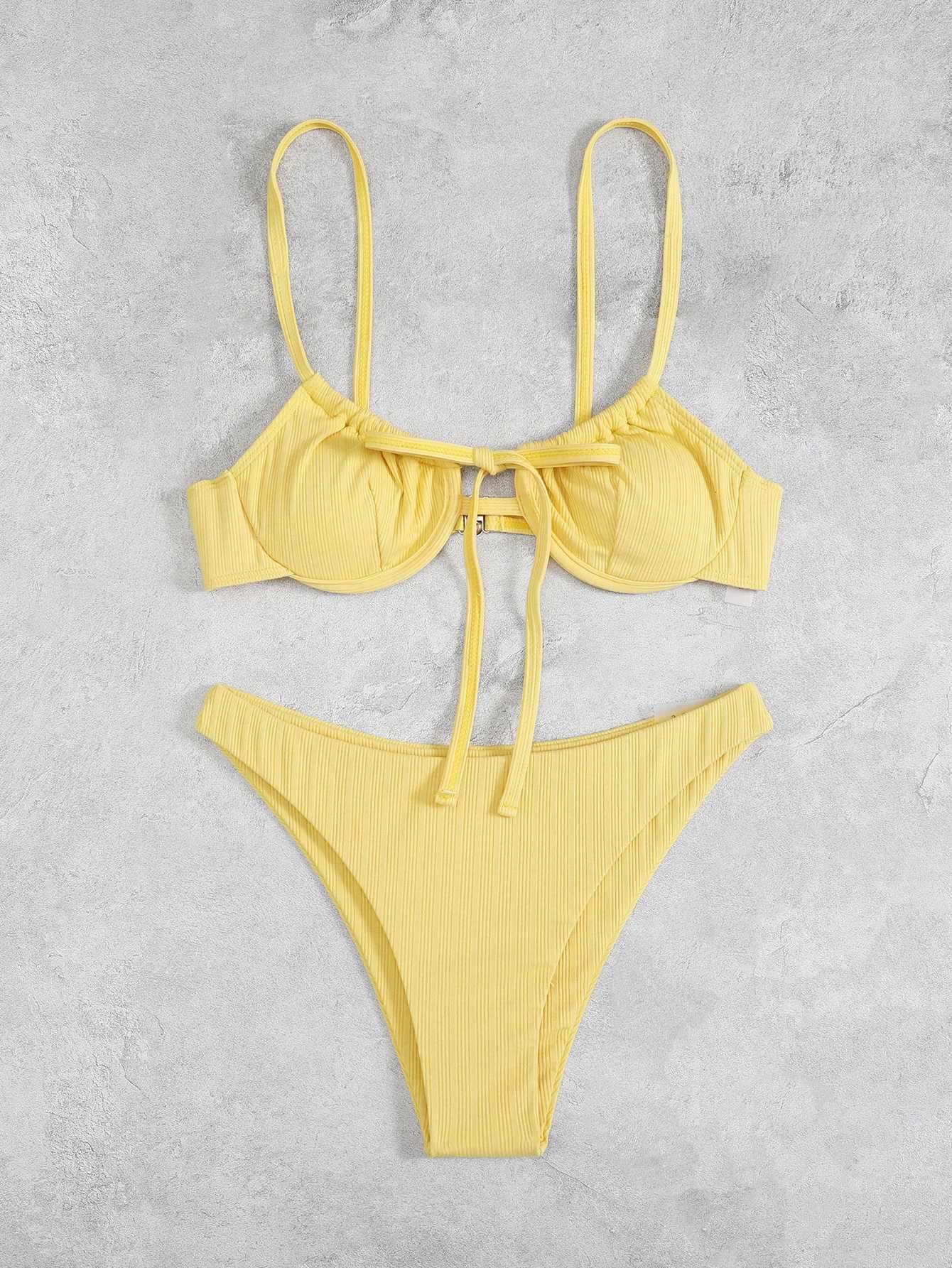 2018 push bikini womens rib tie front swimsuit sexy lingerie swimsuit womens swimsuit summer beachwearW241225