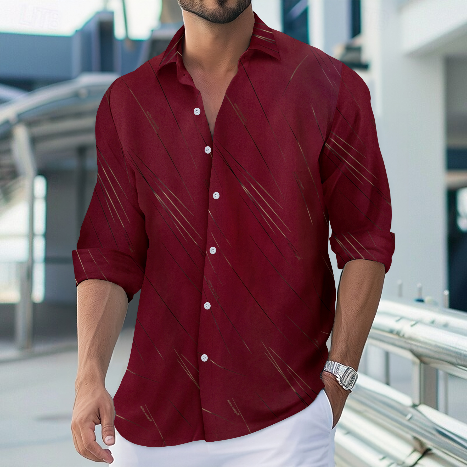 High Quality Shirt for Men Cotton Long Sleeve Casual Shirts Fashion Luxury Social Business Dress Shirts New Color Contrast Lapel Button Blouses And Sh