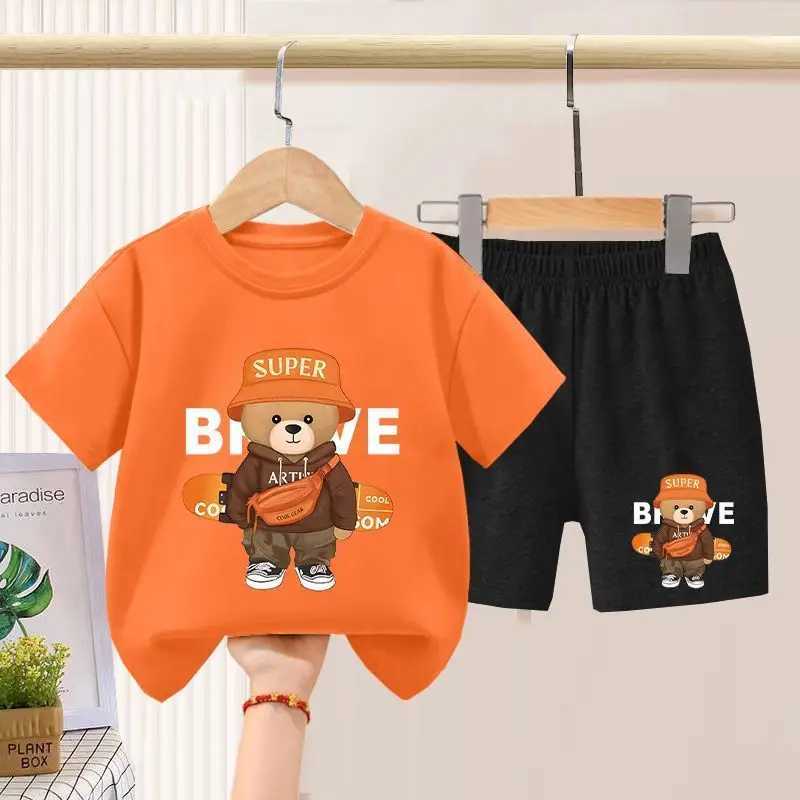 Clothing Sets Summer Baby Girls Clothes Set Cartoon Printed Short Sleeve T-shirts and Shorts 2pcs Suit for Children Boy Top Bottom TracksuitsY2412250Z