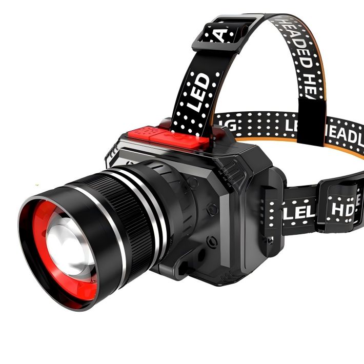 LED rechargeable headlamp, USB rechargeable zoom headlamp, 90° adjustable, for outdoor camping, running, cycling and rock climbing